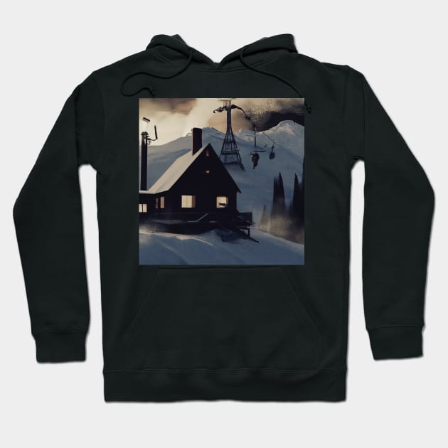 Gothic Ski Lodge Hoodie by lofi_retrowave